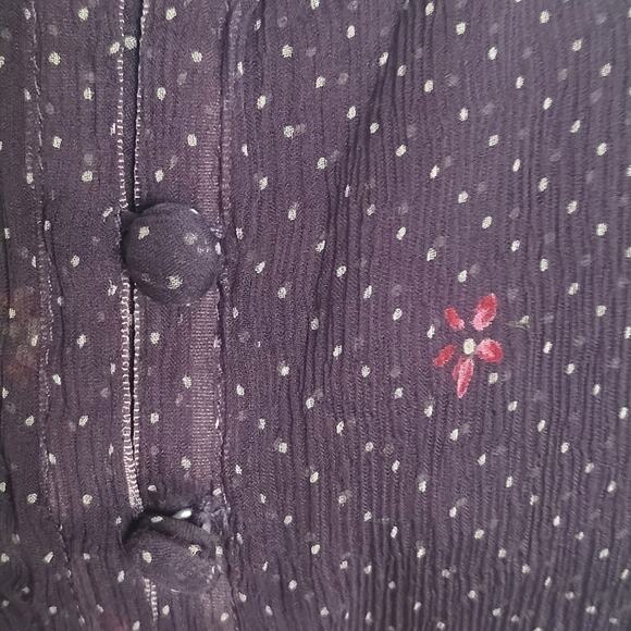 Anthropologie Trinity Purple 100% Silk Empire Waist 90s Sheer Floral Mini-Dress - Picture 13 of 15